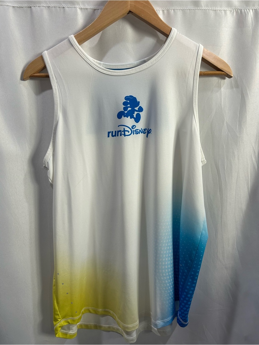 Disney Men’s White Swim Tank with Blue and Yellow Gradient